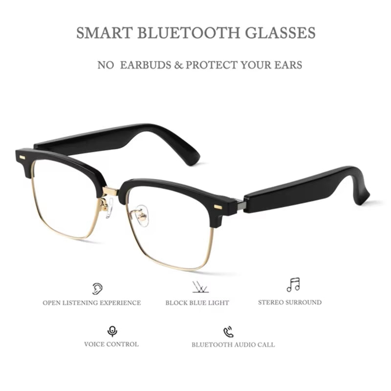Smart Glasses, Wireless Bluetooth Hands-Free Calling Music Play Headphones with Microphone Motion Stereo Speaker Glasses