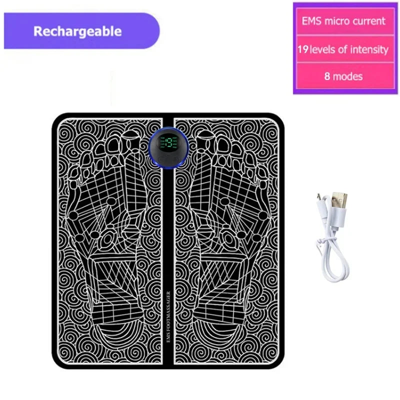 Electric Foot Massage Mat Relaxes Foot Acupoint Massage Mat Improves Blood Circulation 8 Modes 19 Level Relaxation USB Charging