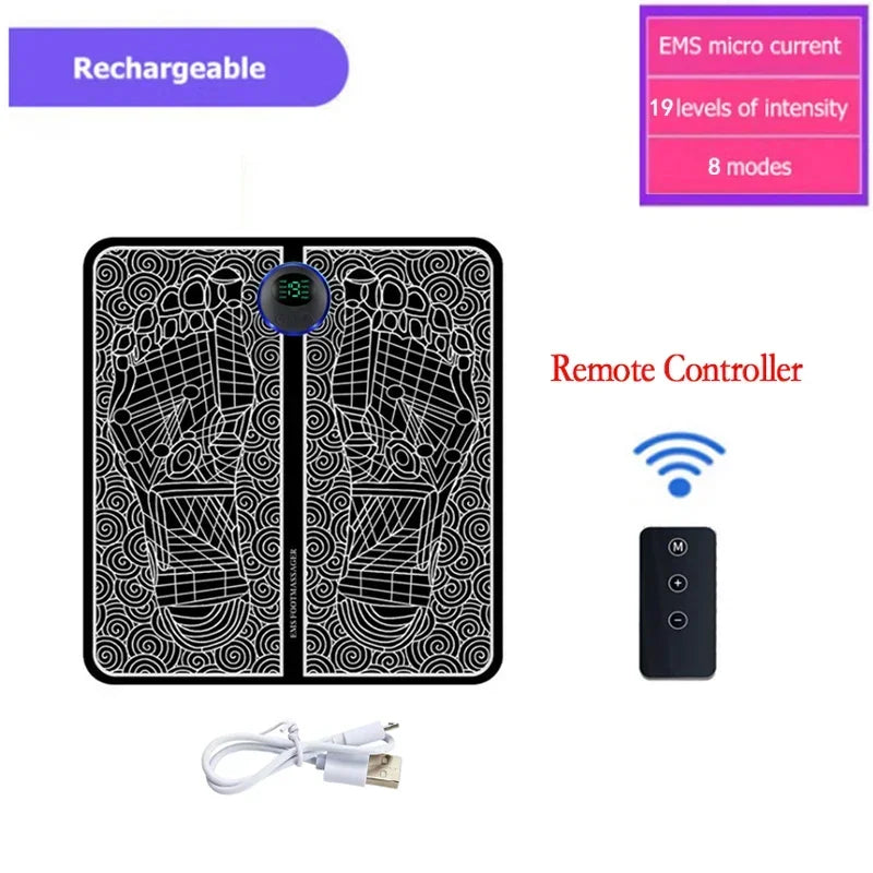 Electric Foot Massage Mat Relaxes Foot Acupoint Massage Mat Improves Blood Circulation 8 Modes 19 Level Relaxation USB Charging