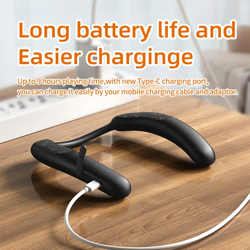 EBS-910 Portable Wireless Bluetooth Speake Neck Wearable TF Card Stereo Music Player Microphone Bass AAC Speaker