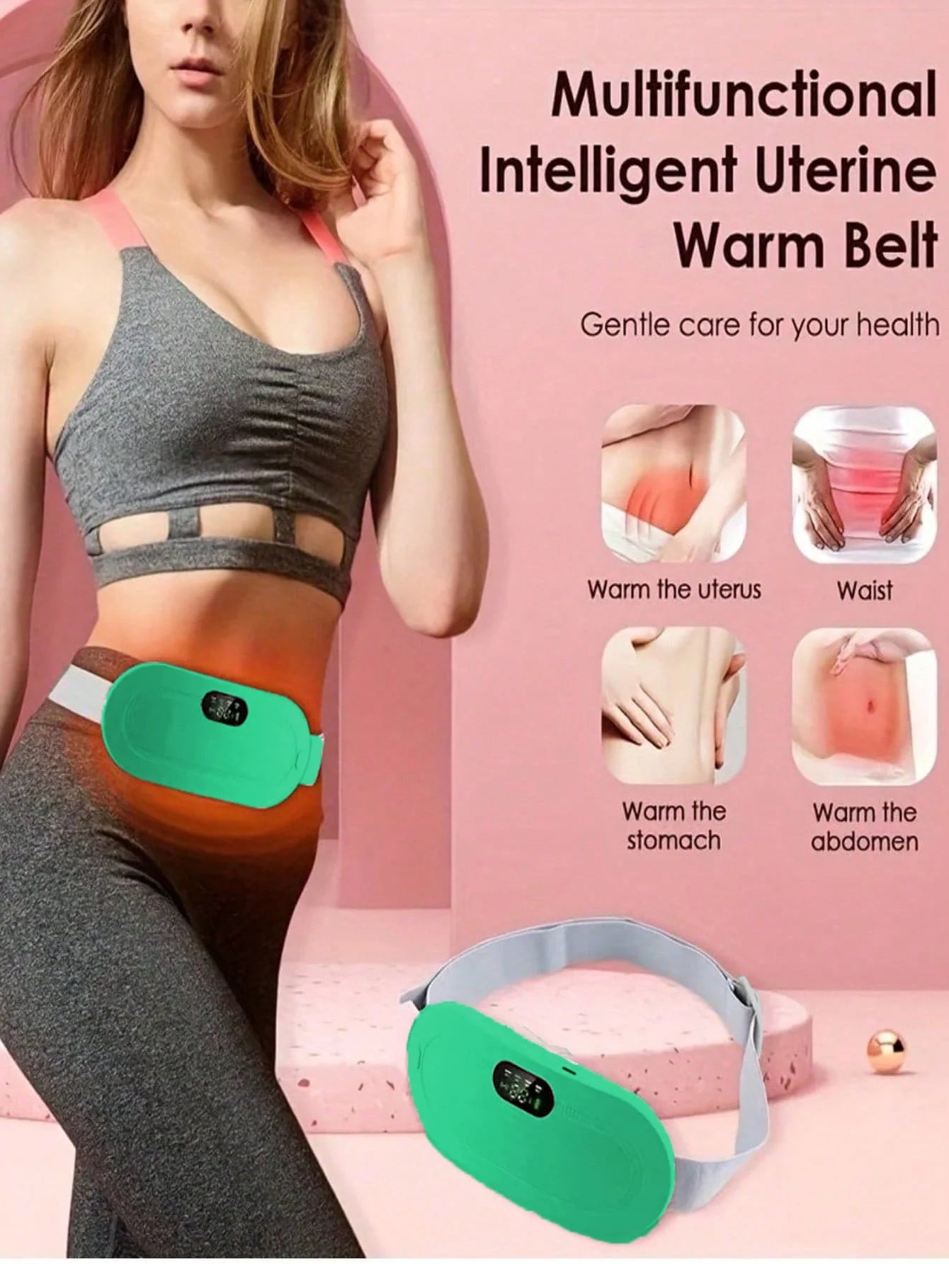 Electric Menstrual Spasm Massager Vibrator Heating Belt Suitable for Relieving Menstrual Discomfort, Keeping Waist and Heating