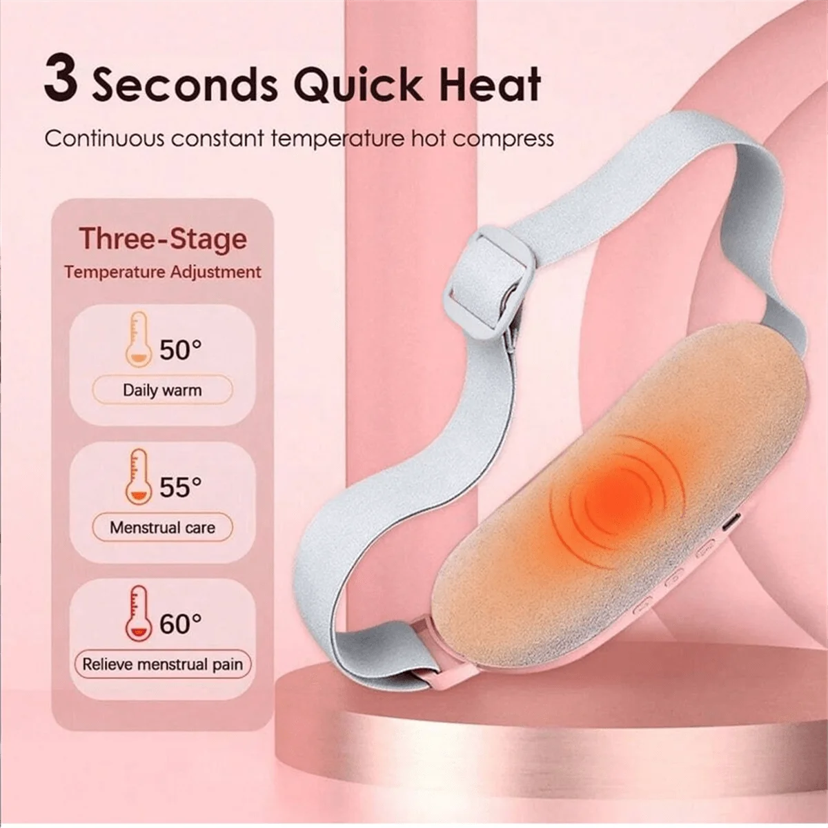 Electric Menstrual Spasm Massager Vibrator Heating Belt Suitable for Relieving Menstrual Discomfort, Keeping Waist and Heating