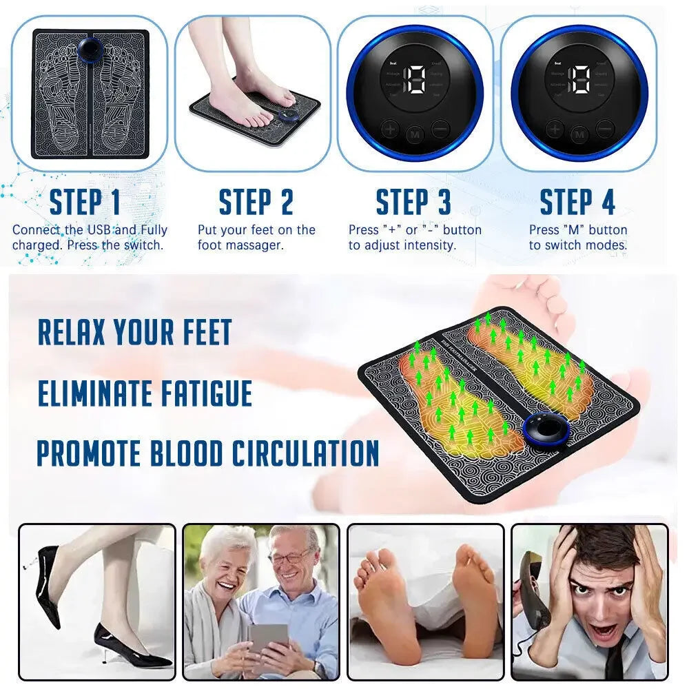 Electric Foot Massage Mat Relaxes Foot Acupoint Massage Mat Improves Blood Circulation 8 Modes 19 Level Relaxation USB Charging