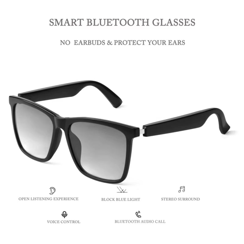 Smart Glasses, Wireless Bluetooth Hands-Free Calling Music Play Headphones with Microphone Motion Stereo Speaker Glasses