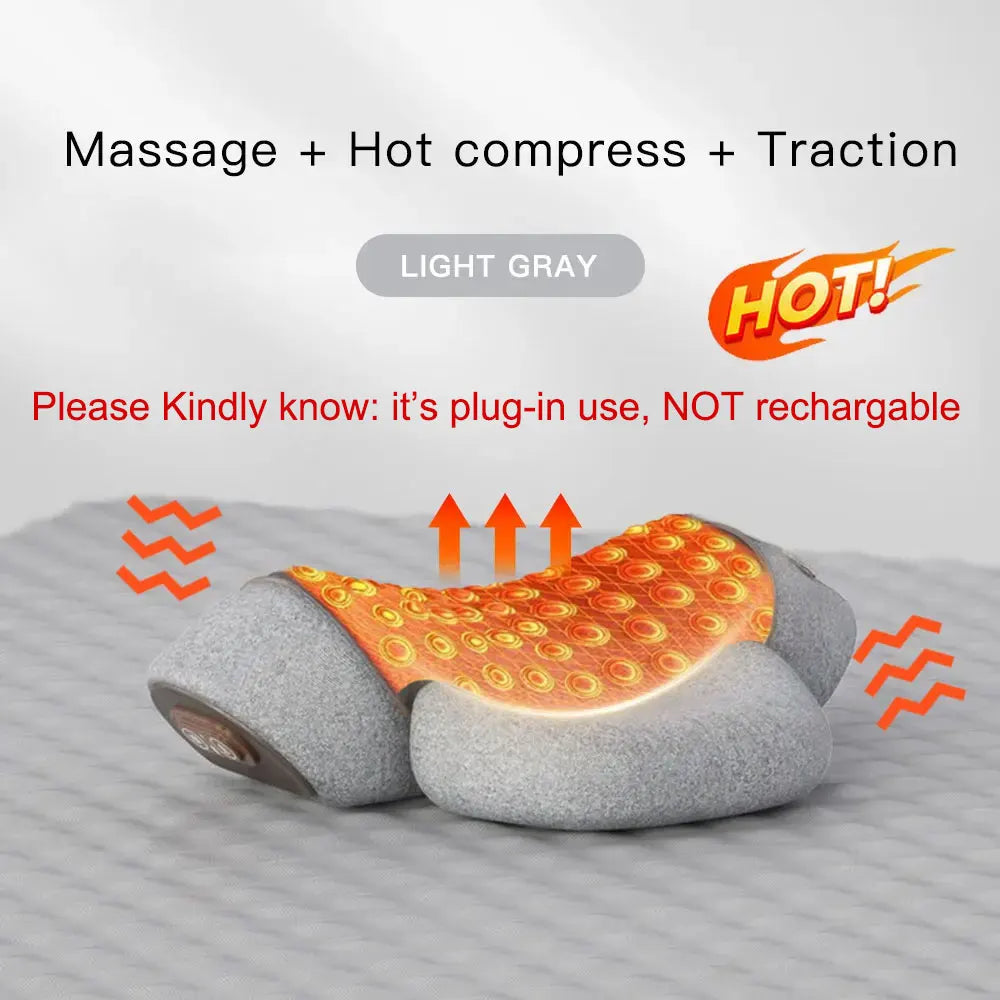 Electric Neck Massage Pillow Heating Vibration Neck Massager Back Cervical Traction Relax Sleeping Memory Foam Spine Support