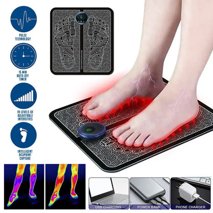 Electric Foot Massage Mat Relaxes Foot Acupoint Massage Mat Improves Blood Circulation 8 Modes 19 Level Relaxation USB Charging