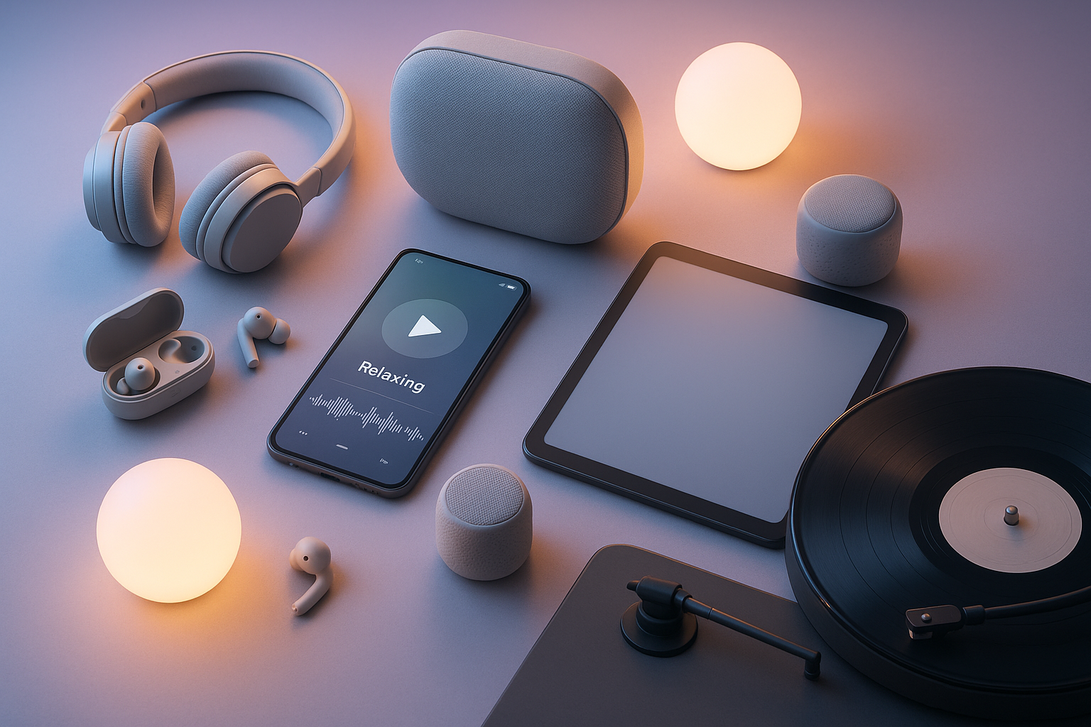 imagen para poner de fond de varios objetos electronicos de relajacion y musica, como audifonos y cosas asi